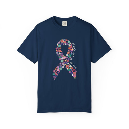 Minds of All Kinds T Shirt | Autism Awareness Floral Ribbon Tee | Comfort Colors Neurodiversity Inclusion