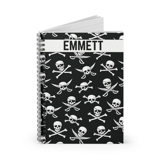 Personalized Skull & Crossbones Spiral Notebook