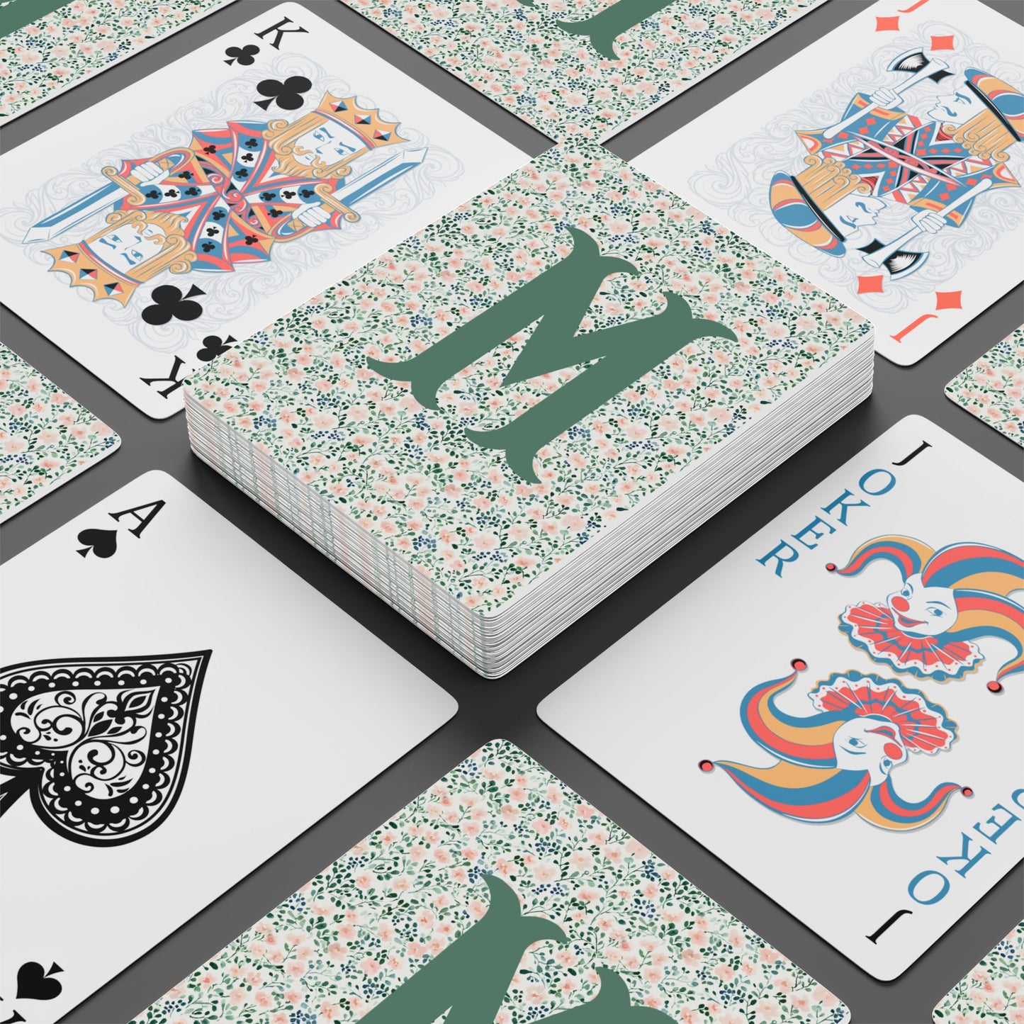 Floral Initial Playing Cards