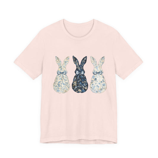 Blue Chinoiserie Bunny Shirt | Vintage Bunny Trio Tee
