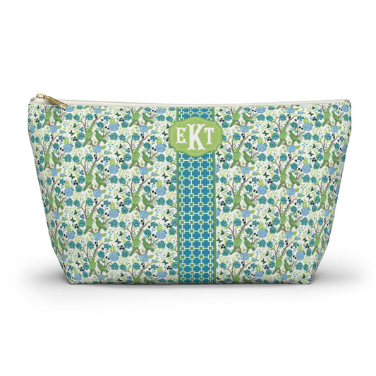 Personalized Classic Floral Accessory Pouch | Coordinating Cosmetic & Travel Bag