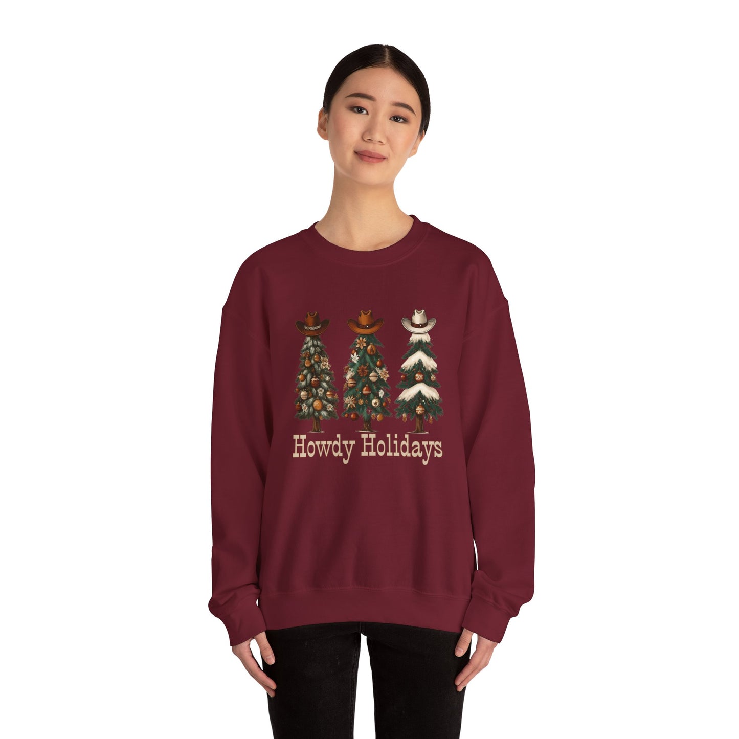 Howdy Holidays Western Christmas Sweatshirt – Unisex Crewneck