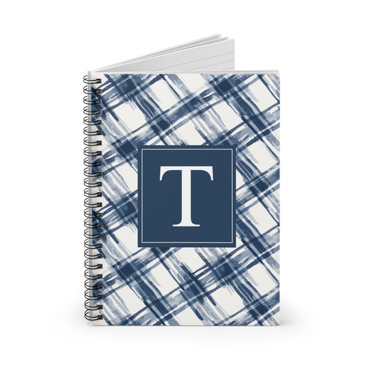 Personalized Blue Plaid Spiral Notebook