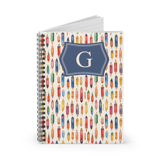 Personalized Pencil Pattern Spiral Notebook