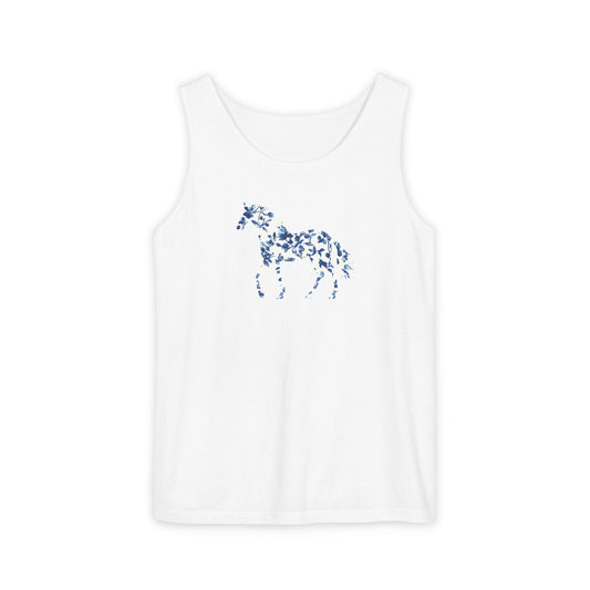Floral Horse Tank - Blue Vines