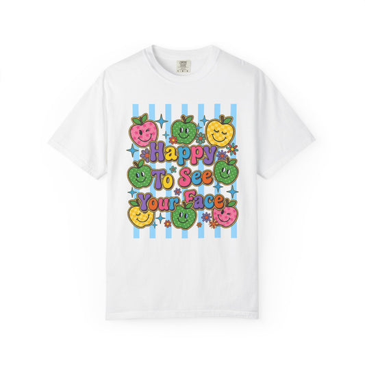 Happy To See Your Face Teacher Shirt | Retro Comfort Colors Back to School Shirt