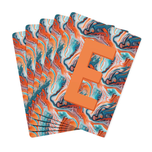 Personalized Abstract Marble Monogram Playing Cards