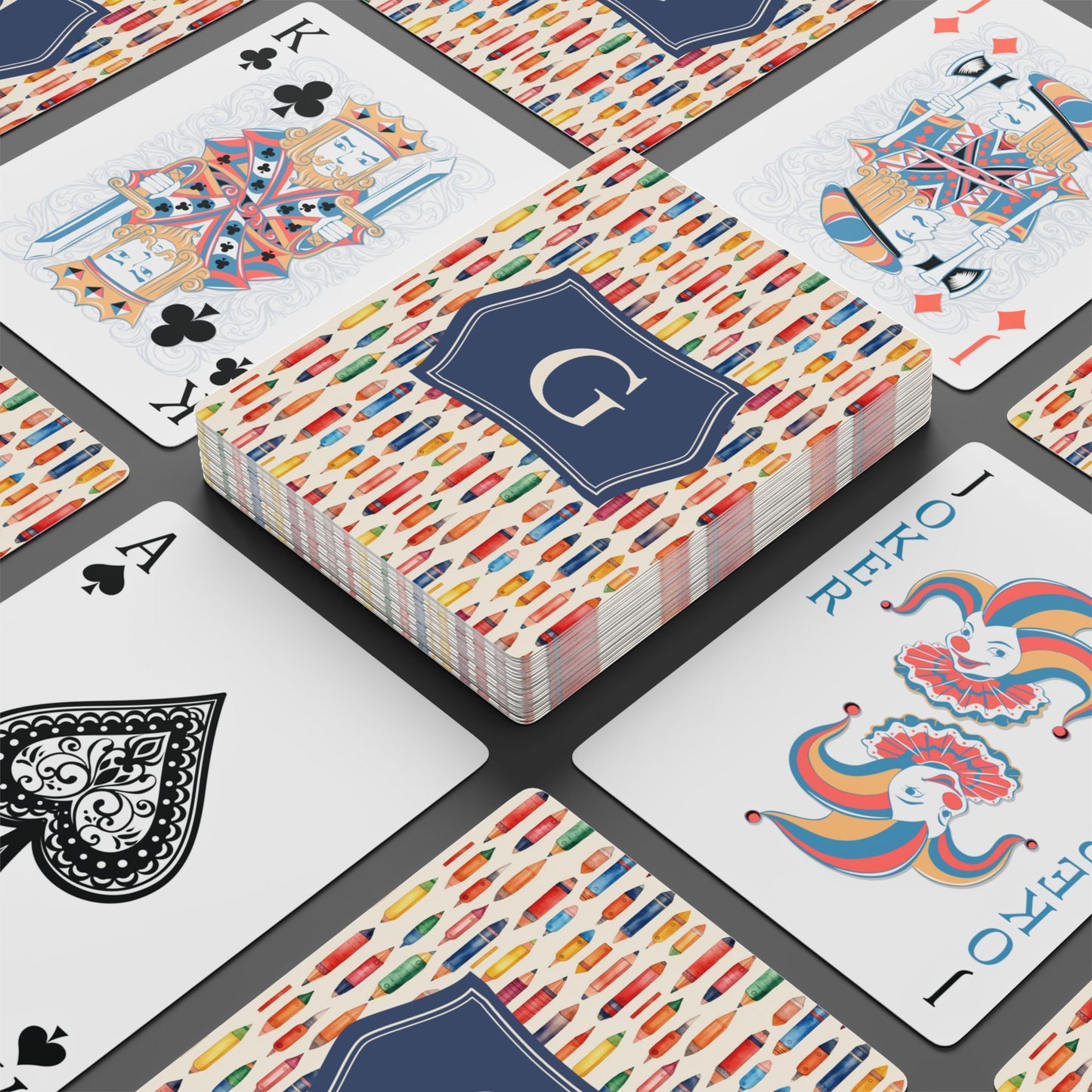 Personalized Pencil Pattern Playing Cards with Custom Name or Grade