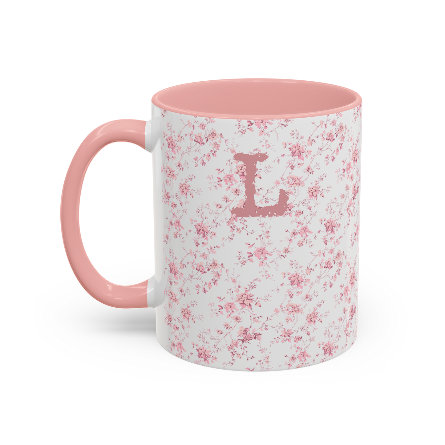 Personalized Floral Initial Mug | Custom Name Ceramic Mug in Pink, Green, or Blue | 11oz or 15oz