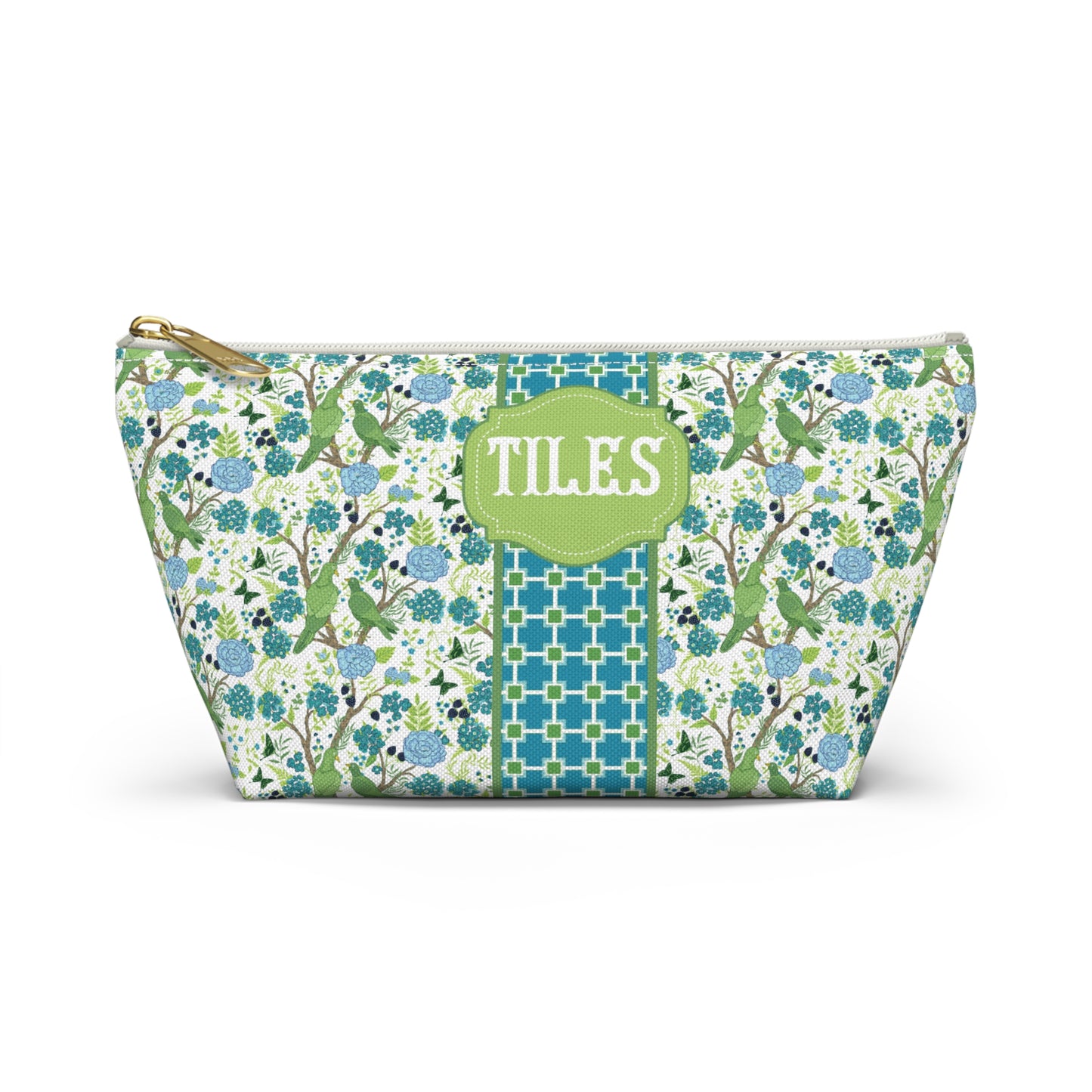 Personalized Classic Floral Accessory Pouch | Coordinating Cosmetic & Travel Bag