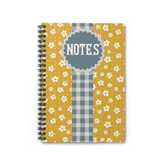 Personalized Floral Gingham Spiral Notebook