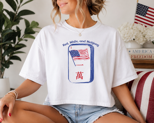 Red, White, and Mahjong Comfort Colors Boxy T-Shirt