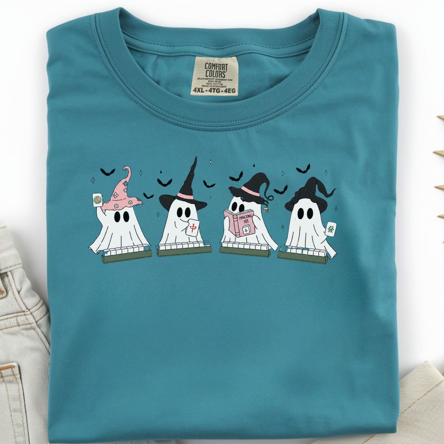 Cute Ghost Mahjong T-Shirt | Mahjong Halloween Tee