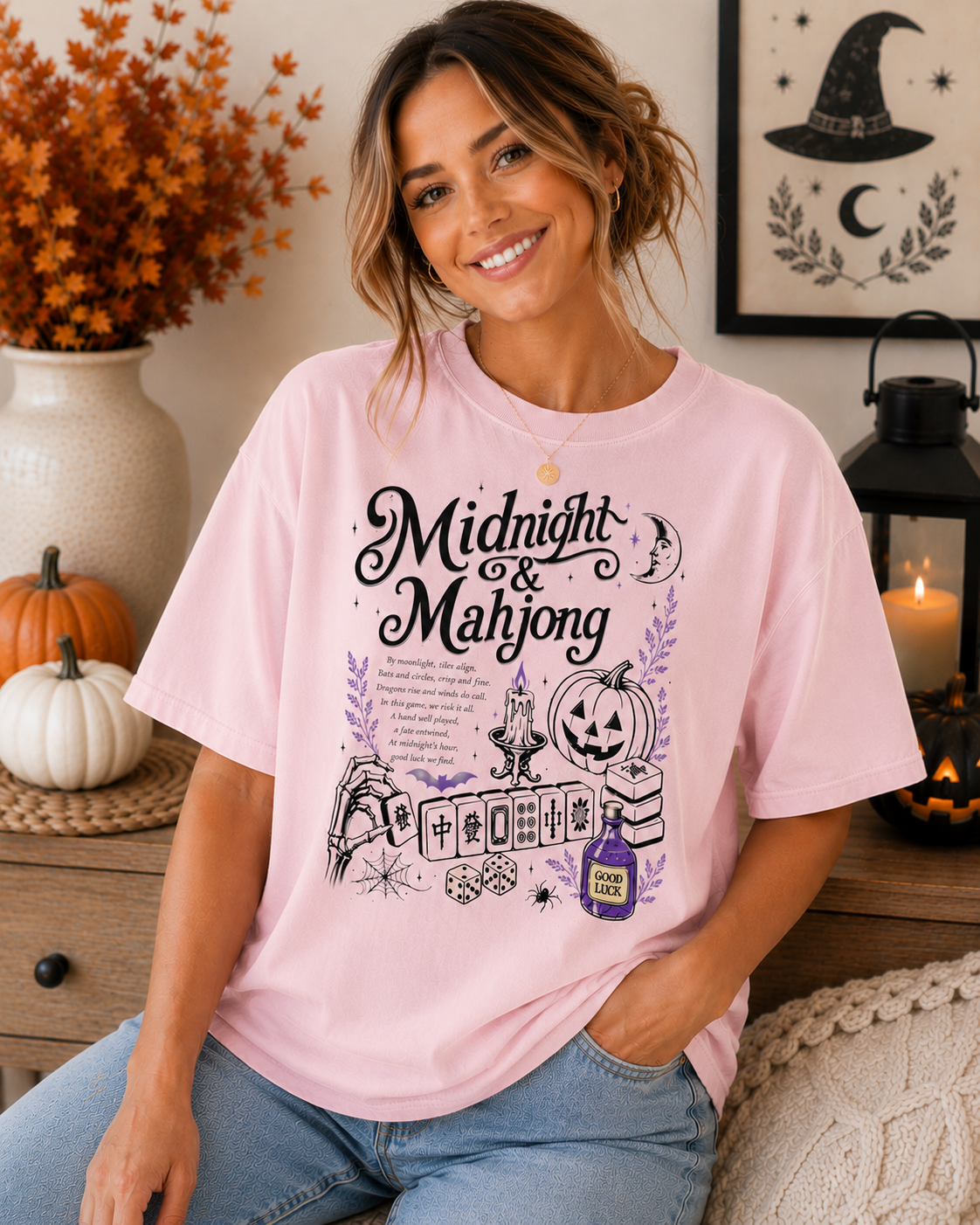 Midnight & Mahjong T-Shirt | Halloween Mahjong Shirt