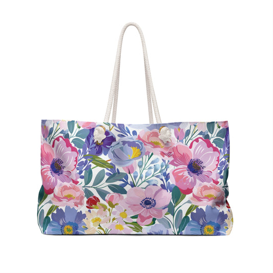 Personalized Bright Floral Tote Bag