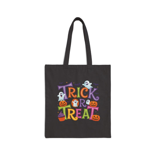 Trick or Treat Halloween Tote Bag – Cute Ghosts, Pumpkins, and Bats | Reusable Candy Bag
