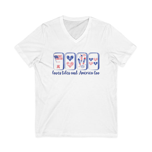 Loves Tiles and America Too V-Neck T-Shirt