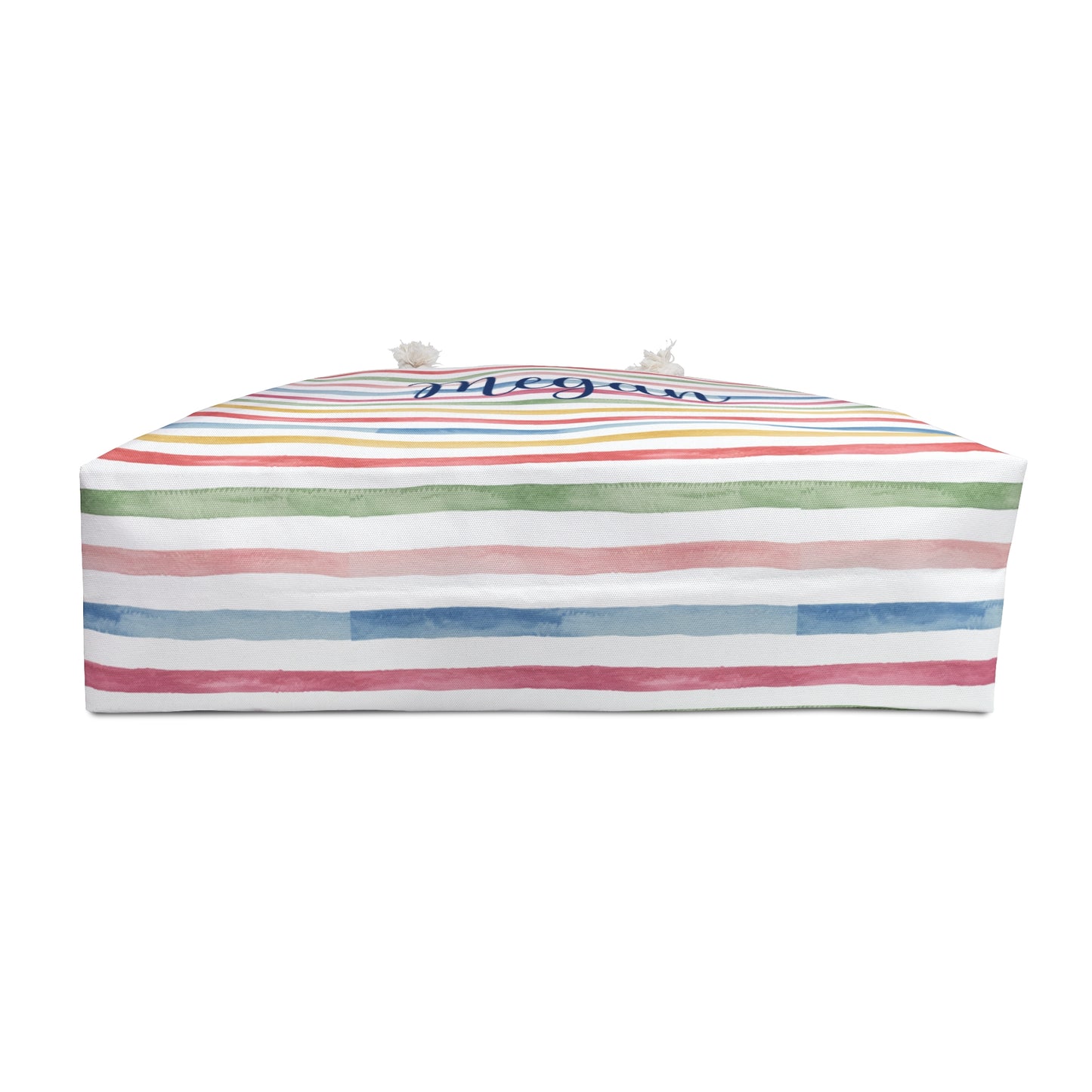 Personalized Summer Stripe Rope Handle Tote Bag