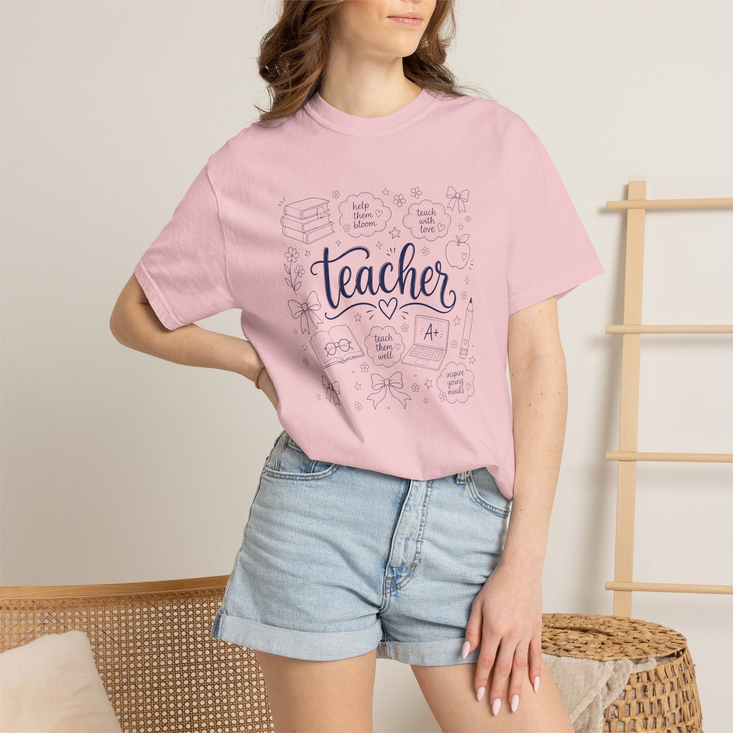 Teacher Comfort Colors® T-Shirt | Hand Drawn Teacher Graphic Tee