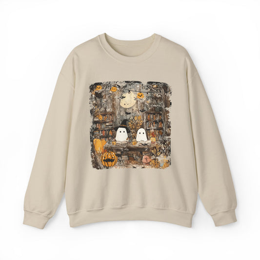 Ghost Library Comfort Colors Sweatshirt | Cozy Halloween Book Lover Crewneck