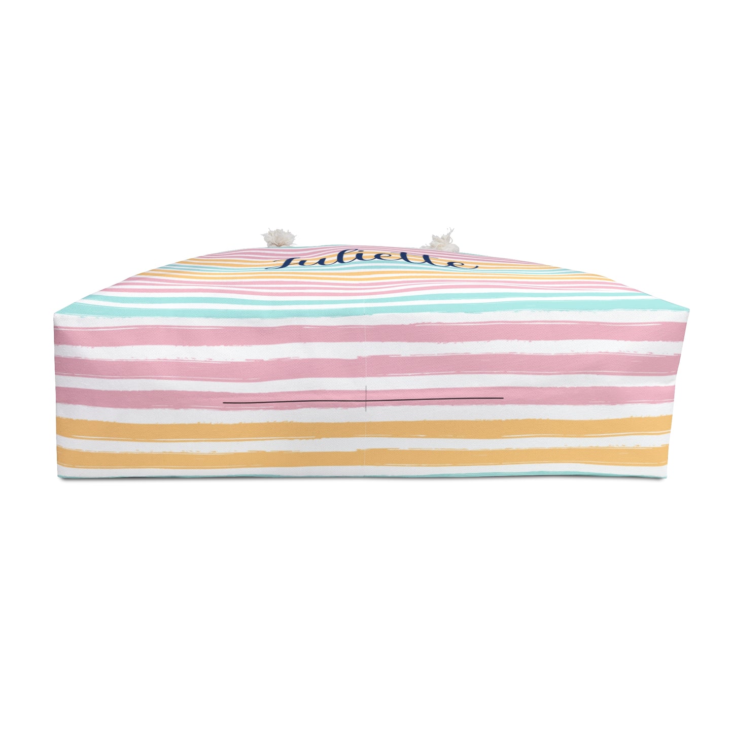 Personalized Pastel Stripe Rope Handle Tote Bag