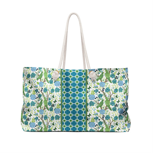 Personalized Classic Floral Rope Handle Tote Bag
