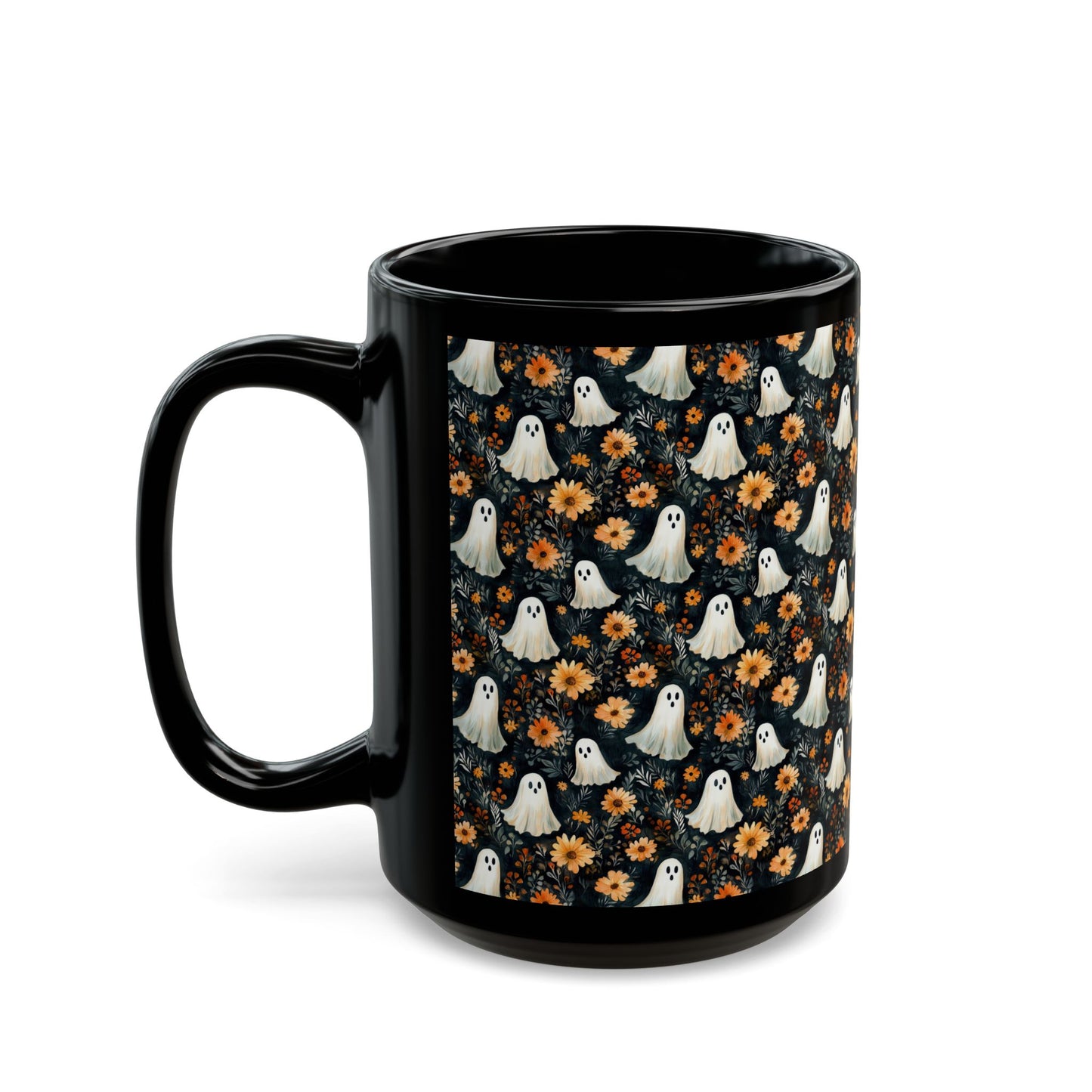 Spooky Ghosts & Fall Flowers Mug | Halloween Coffee Cup | Cozy Fall Drinkware