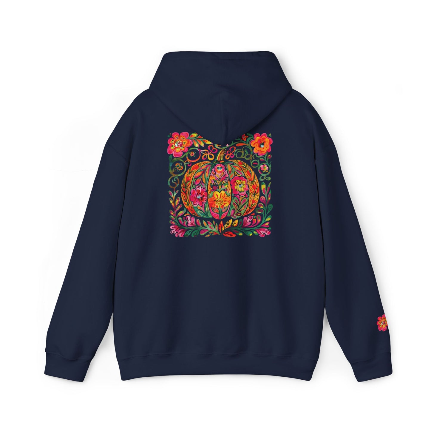 Boho Pumpkin Floral Hooded Sweatshirt