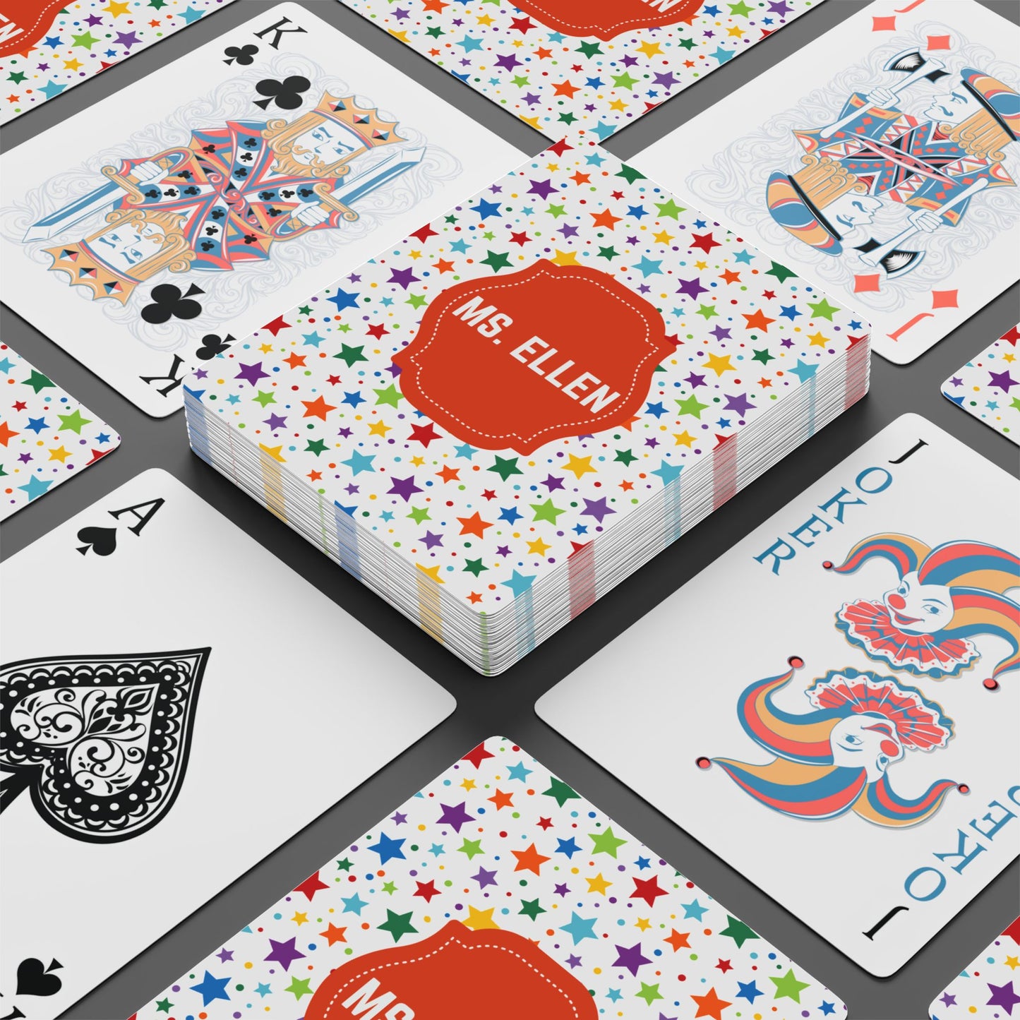 Personalized Star Pattern Name Playing Cards