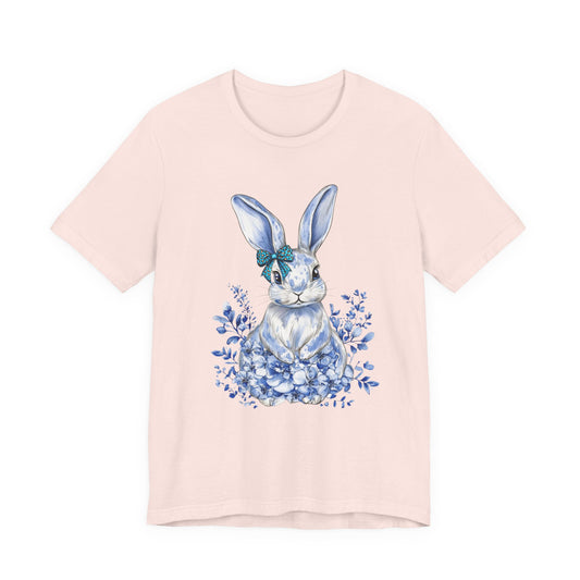 Blue Floral Bunny Shirt | Watercolor Easter Rabbit Tee