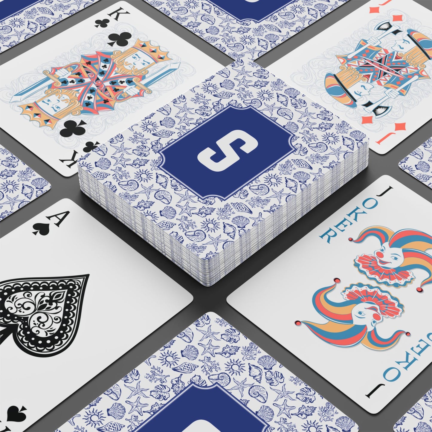 Personalized Coastal Monogram Playing Cards