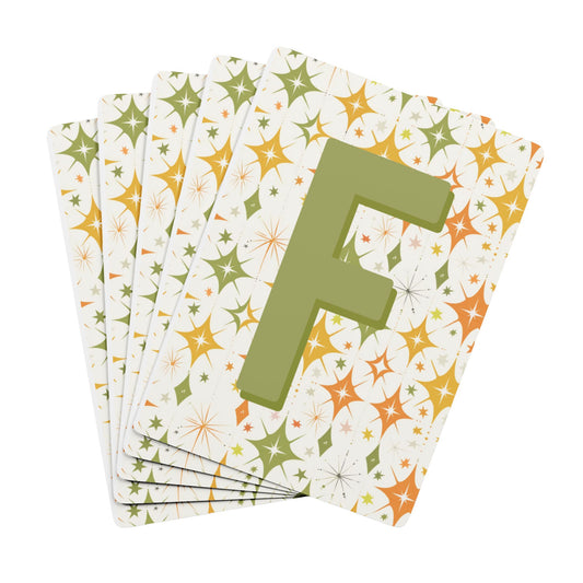 Personalized Retro Starburst Monogram Playing Cards