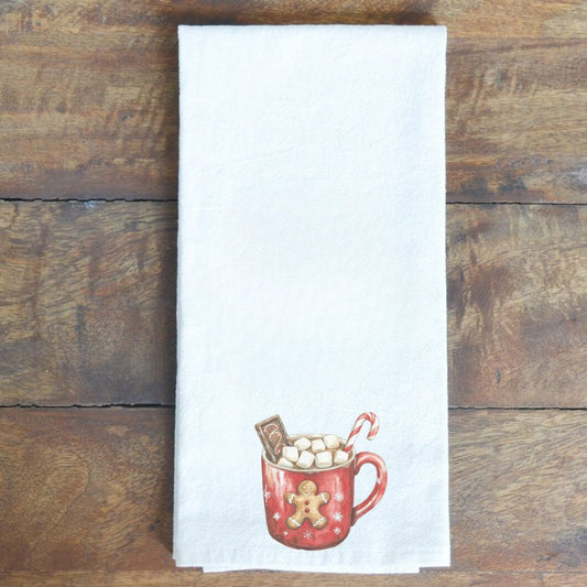 Holiday Hot Cocoa Mug Cotton Tea Towel