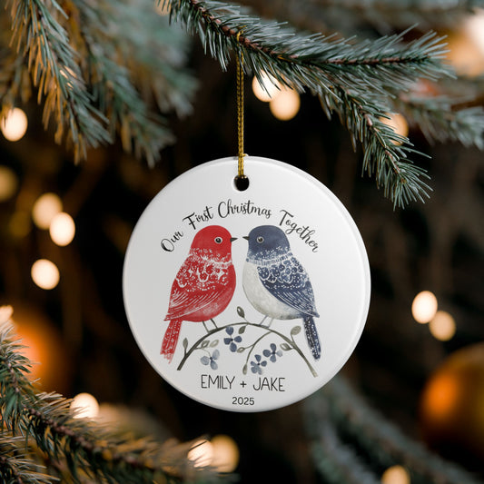 Personalized Lovebirds Ornament | Custom Names Keepsake