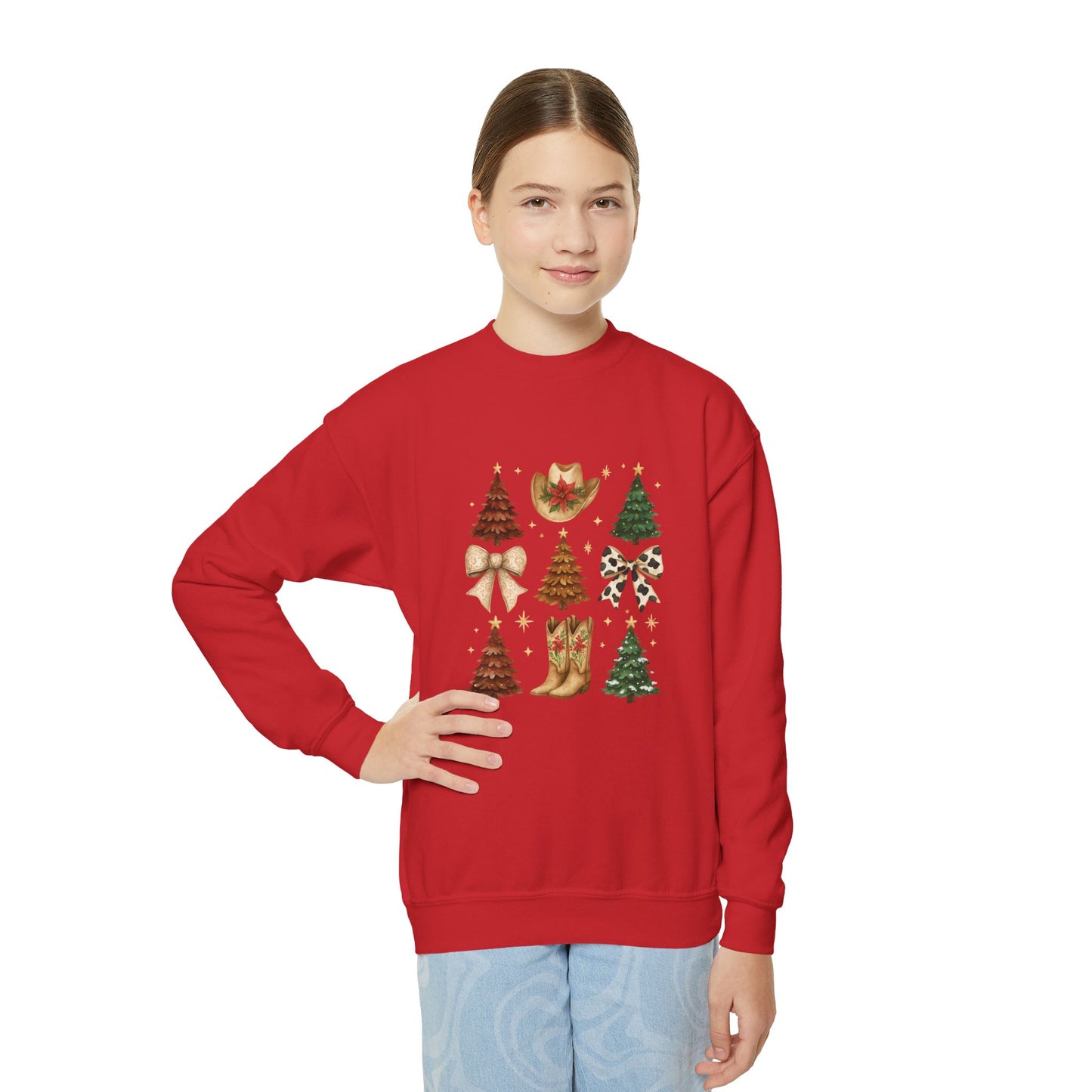 Cowgirl Christmas Youth Sweatshirt – Western Holiday Pullover for Kids