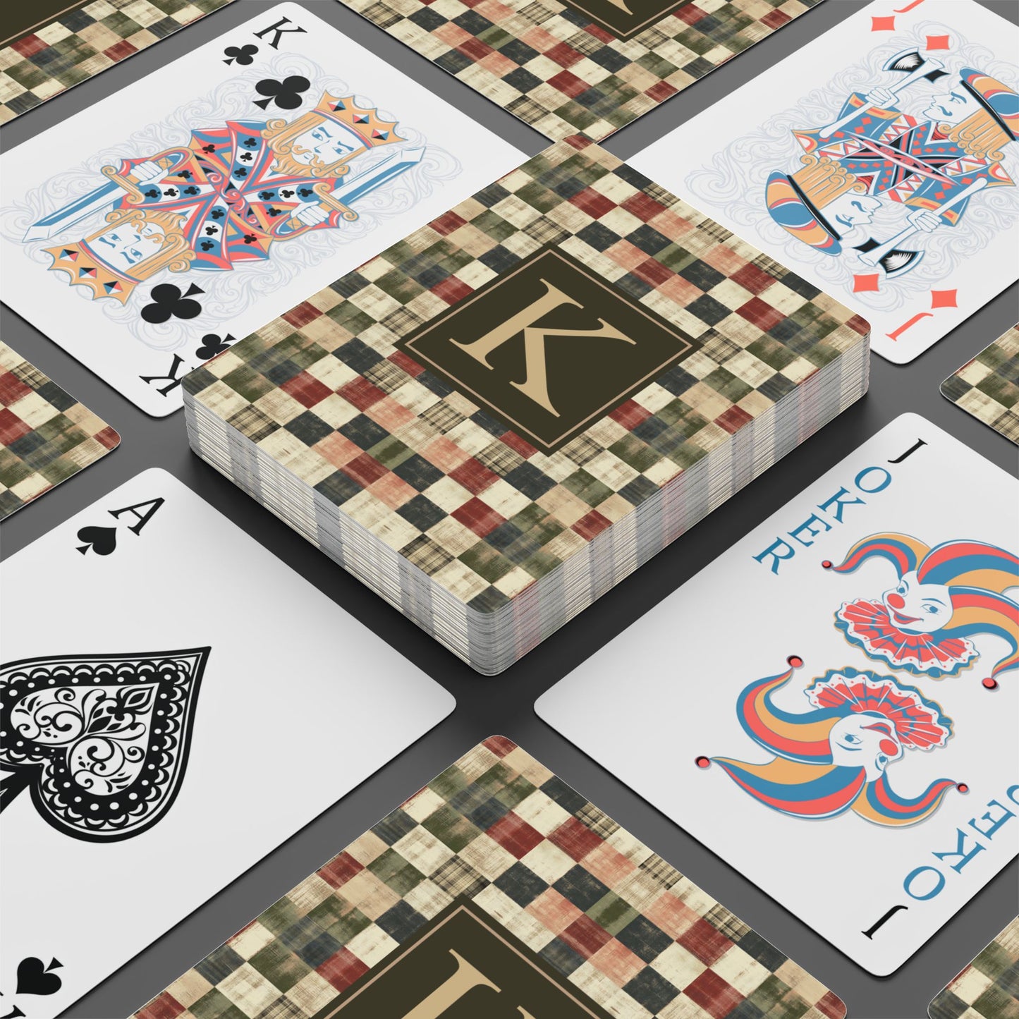 Personalized Rustic Patchwork Monogram Playing Cards