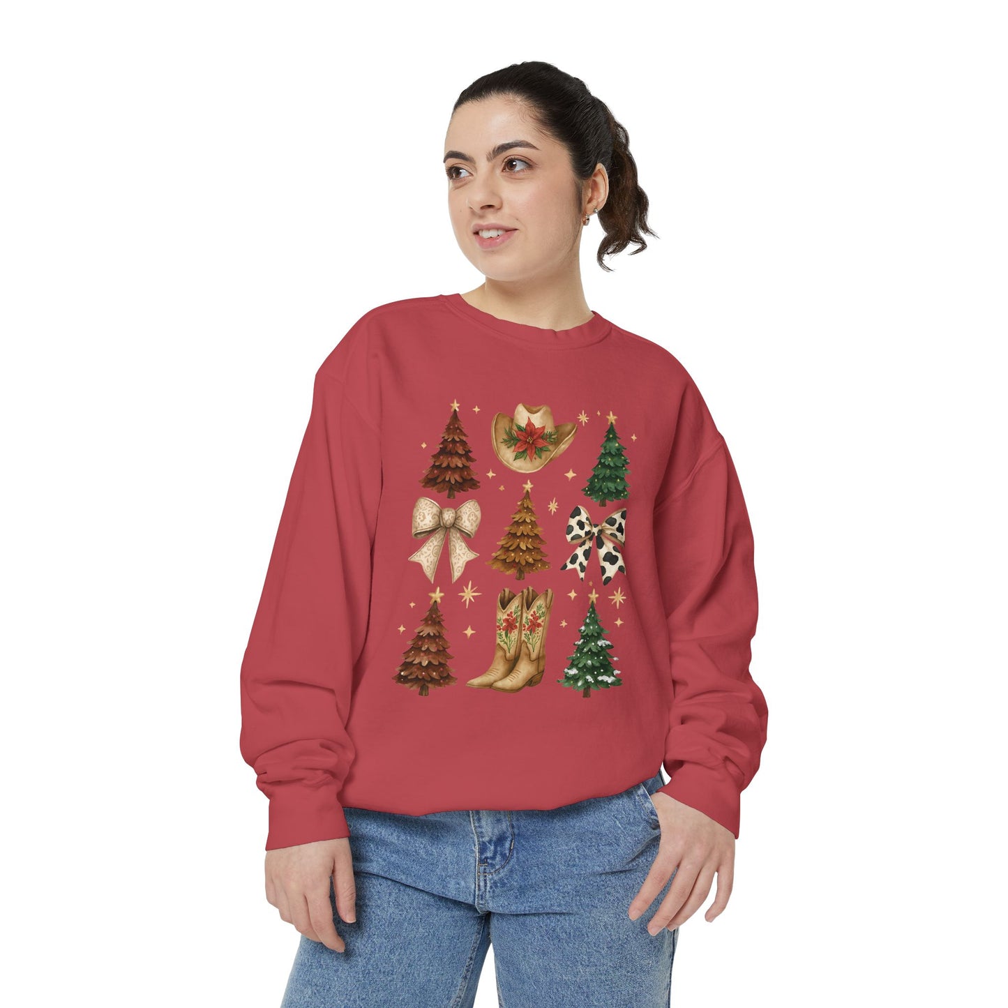 Cowgirl Christmas Comfort Colors Sweatshirt – Western Holiday Pullover