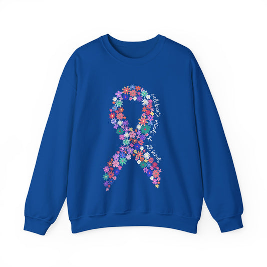 Minds of All Kinds Sweatshirt | Neurodiversity Awareness Floral Ribbon Crewneck