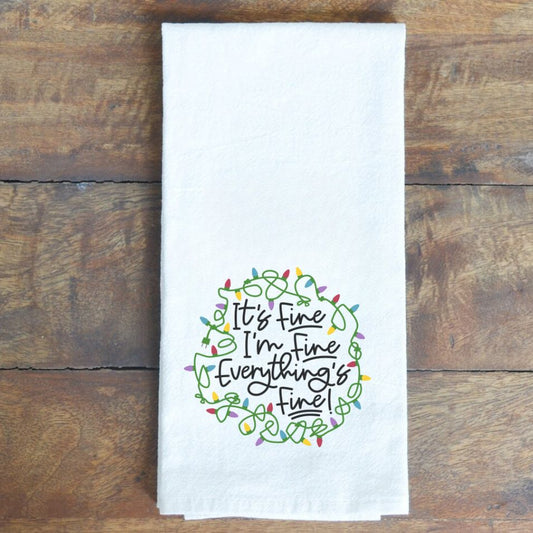 Holiday Tangled Lights Cotton Tea Towel