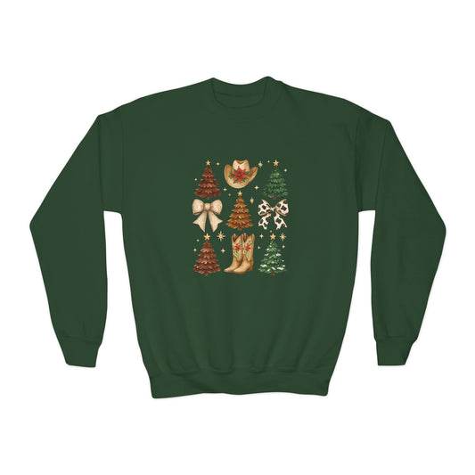 Cowgirl Christmas Youth Sweatshirt – Western Holiday Pullover for Kids