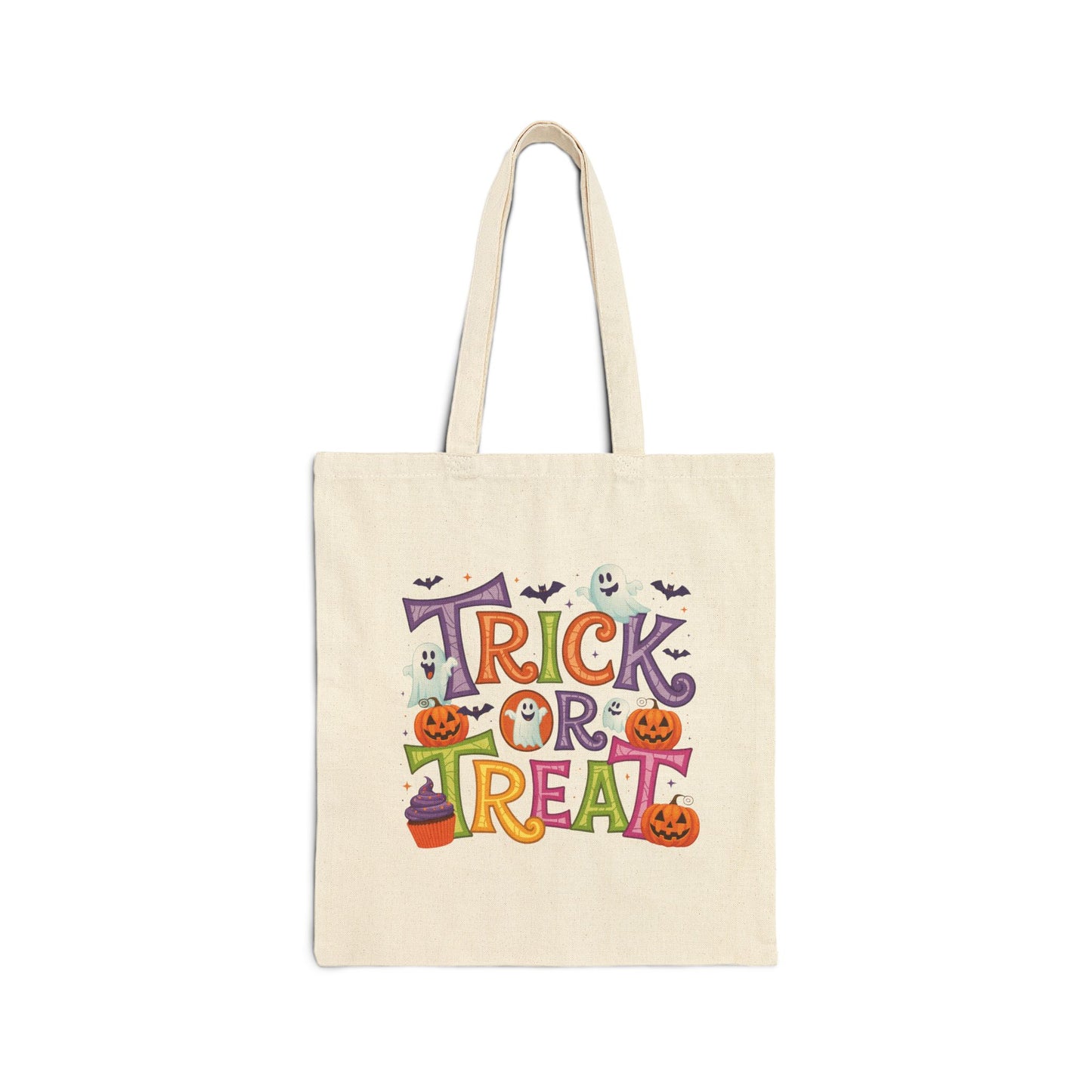 Trick or Treat Halloween Tote Bag – Cute Ghosts, Pumpkins, and Bats | Reusable Candy Bag