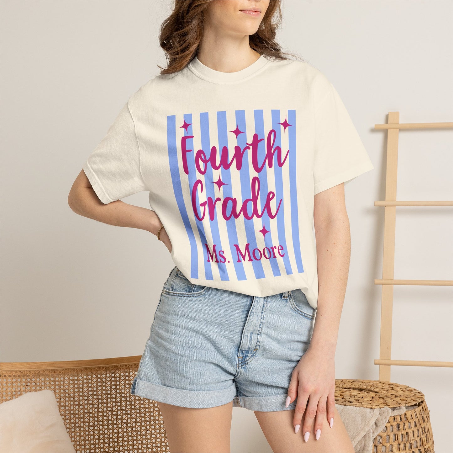 Personalized Fourth Grade Teacher Shirt | Custom Matching Fourth Grade Teacher Comfort Colors T-Shirt