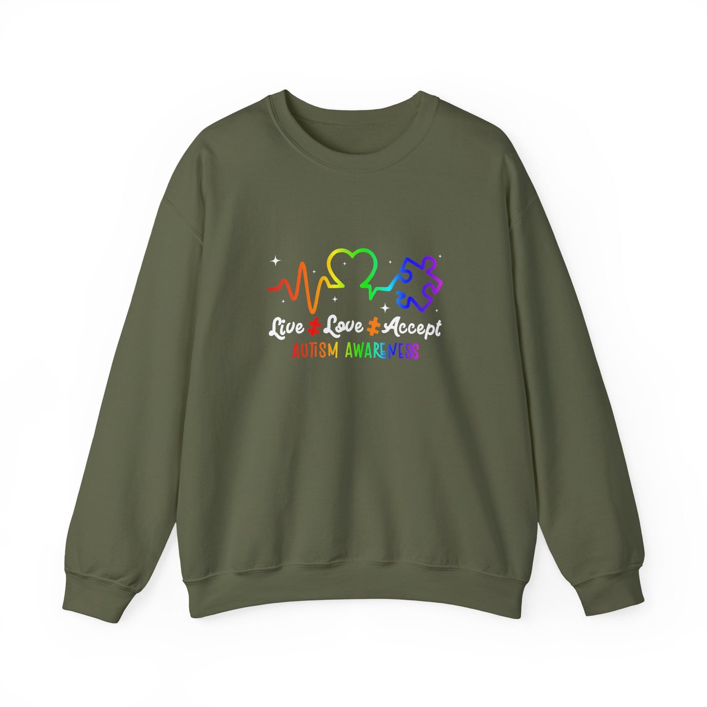 Live Love Accept Autism Awareness Sweatshirt | Neurodiversity Support Crewneck