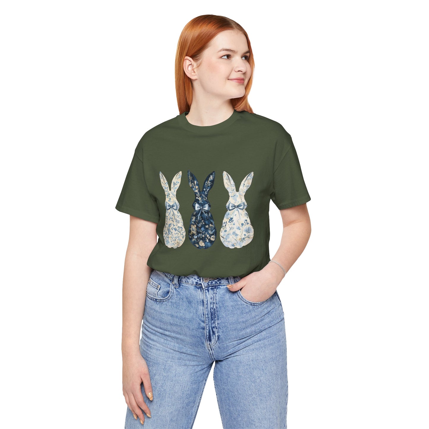 Blue Chinoiserie Bunny Shirt | Vintage Bunny Trio Tee