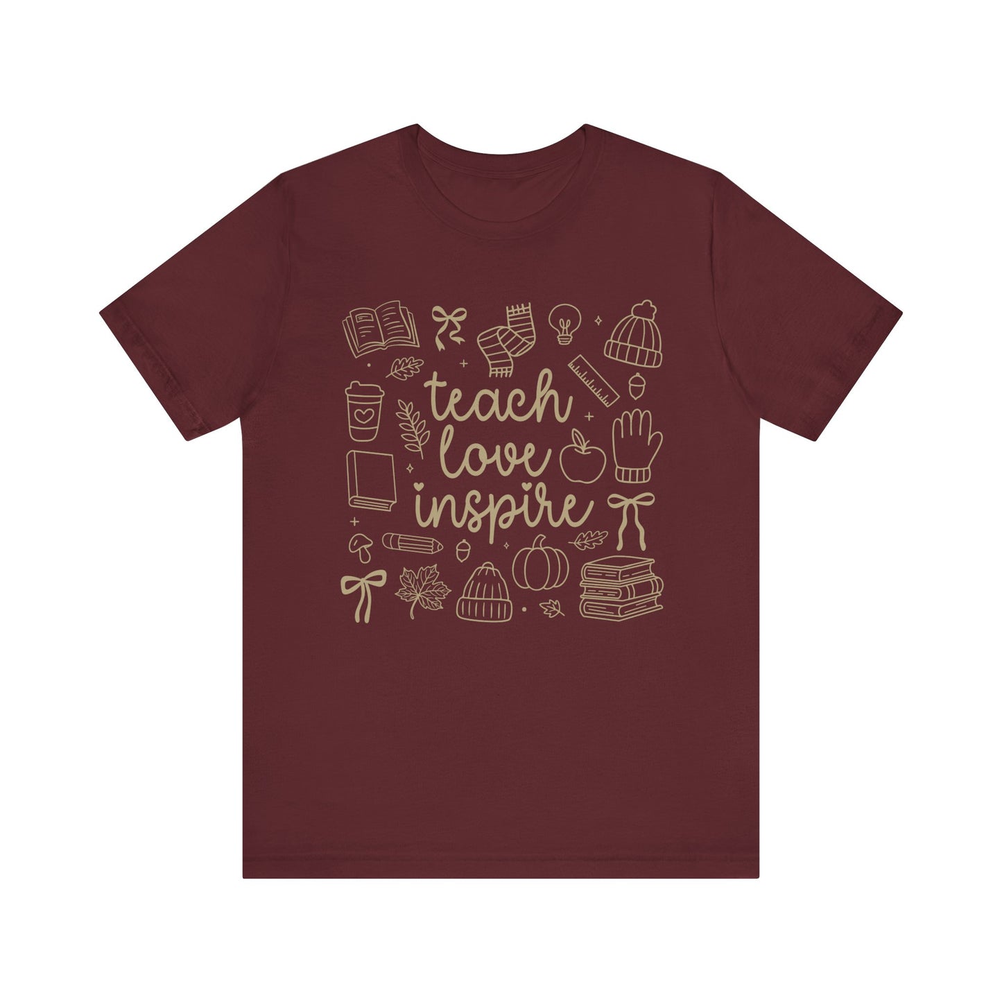 Teach Love Inspire Fall Teacher Shirt | Cute Graphic Tee for Women
