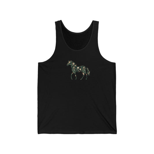 Floral Horse Jersey Tank - Green Vines