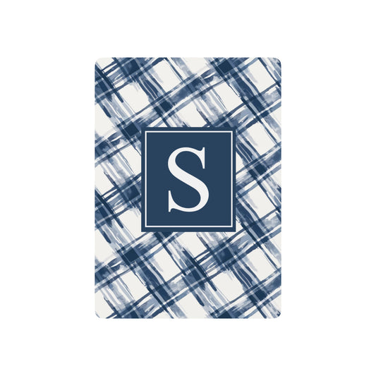 Personalized Blue Plaid Monogram Playing Cards