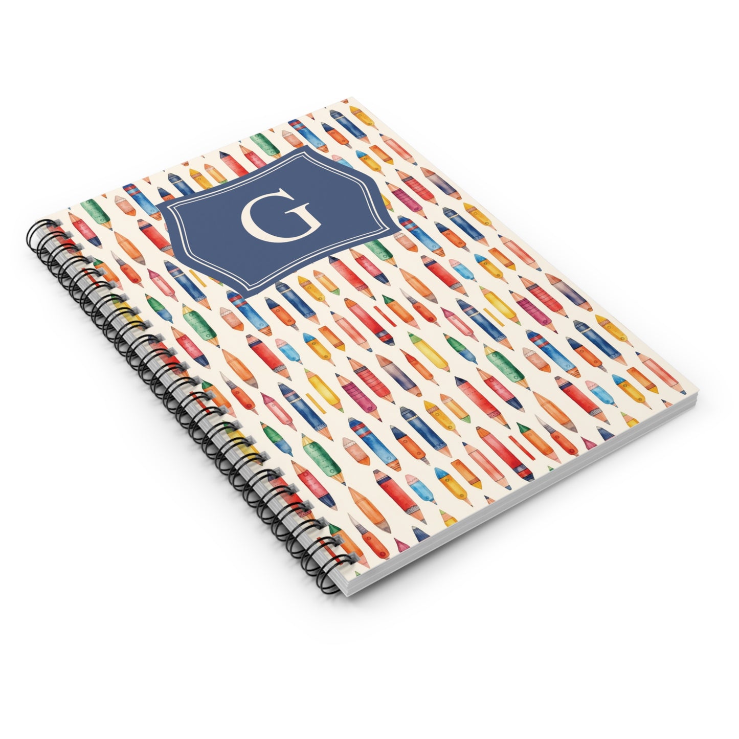 Personalized Pencil Pattern Spiral Notebook