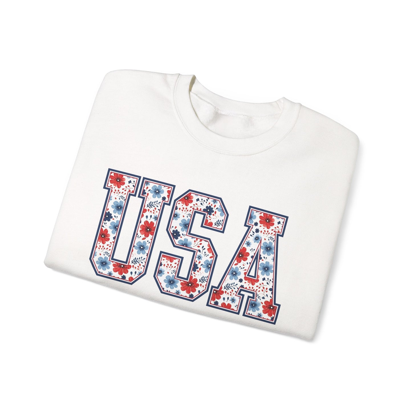 Floral USA  Vintage Americana Crewneck