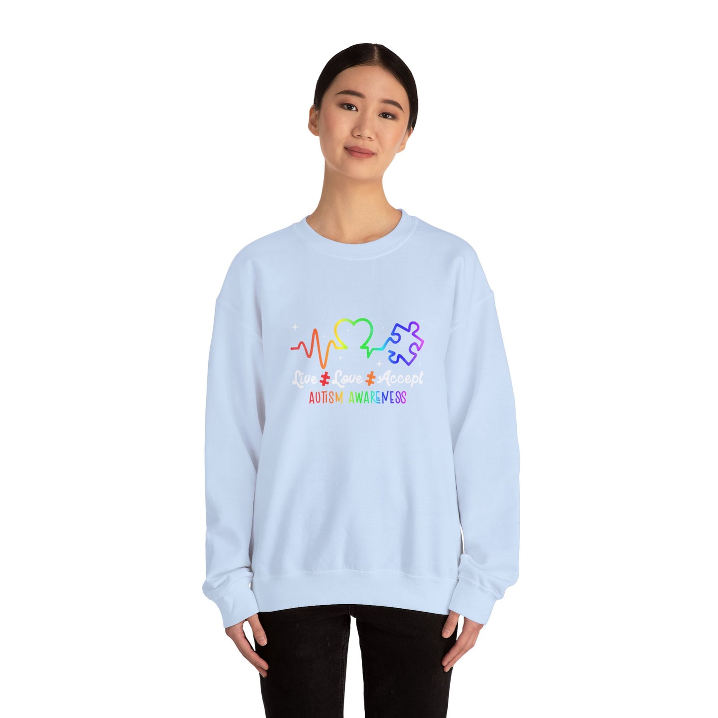 Live Love Accept Autism Awareness Sweatshirt | Neurodiversity Support Crewneck